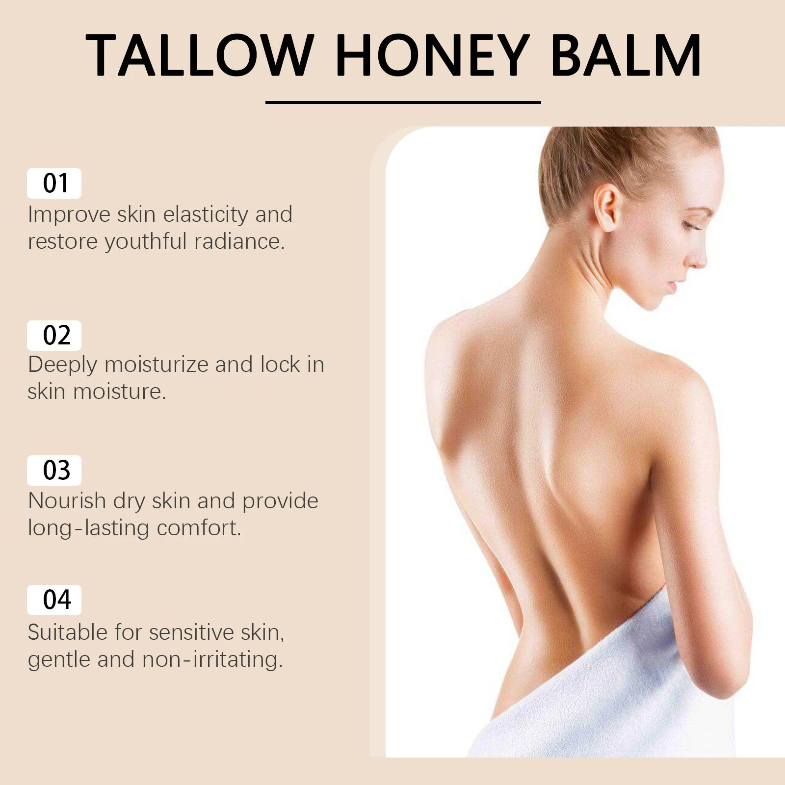 Woodsleep Tallow Honey Balm Lasting Moisturizing Facial Lifting Tighten Skin Elasticity Enhanced Olive Oil Tallow Honey Cream