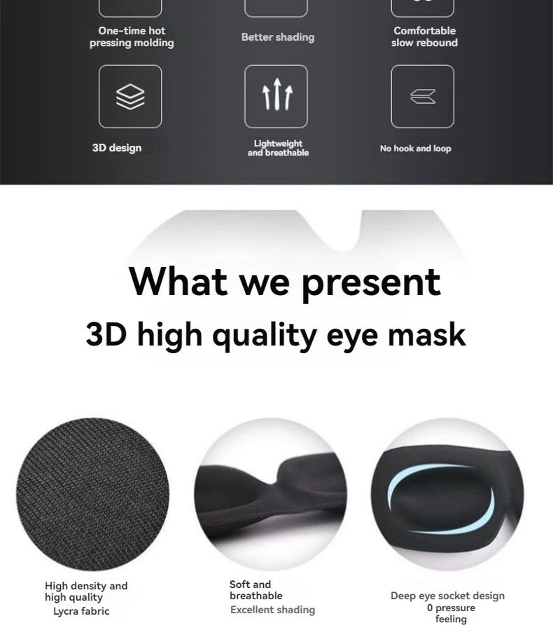 3D Non-Marking Three-Dimensional Eye Mask Without Nose Simple Solid Color Blackout Sleep Students Lunch Break Eye Masks