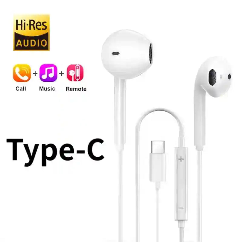 Wired USB C Headphones with HD Mic - Noise Cancelling Earbuds Type C Tidesmit