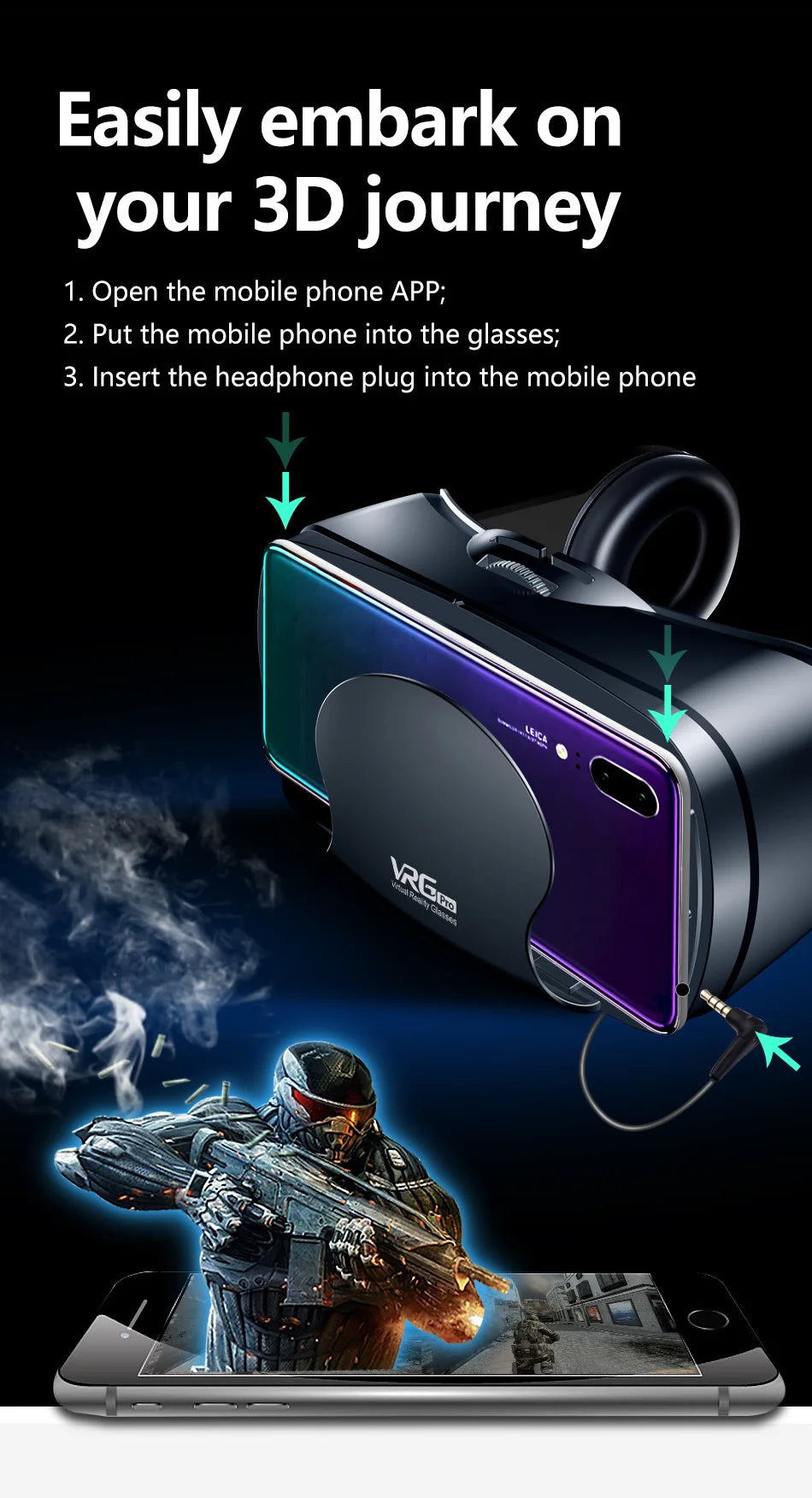 VR Headset for Smartphones with Adjustable Lenses - Tidesmit Tidesmit