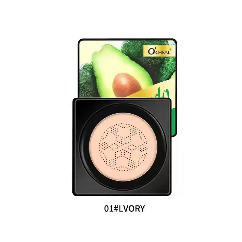 Tidesmit mushroom head BB cream foundation cushion detail view showing smooth face makeup coverage and texture