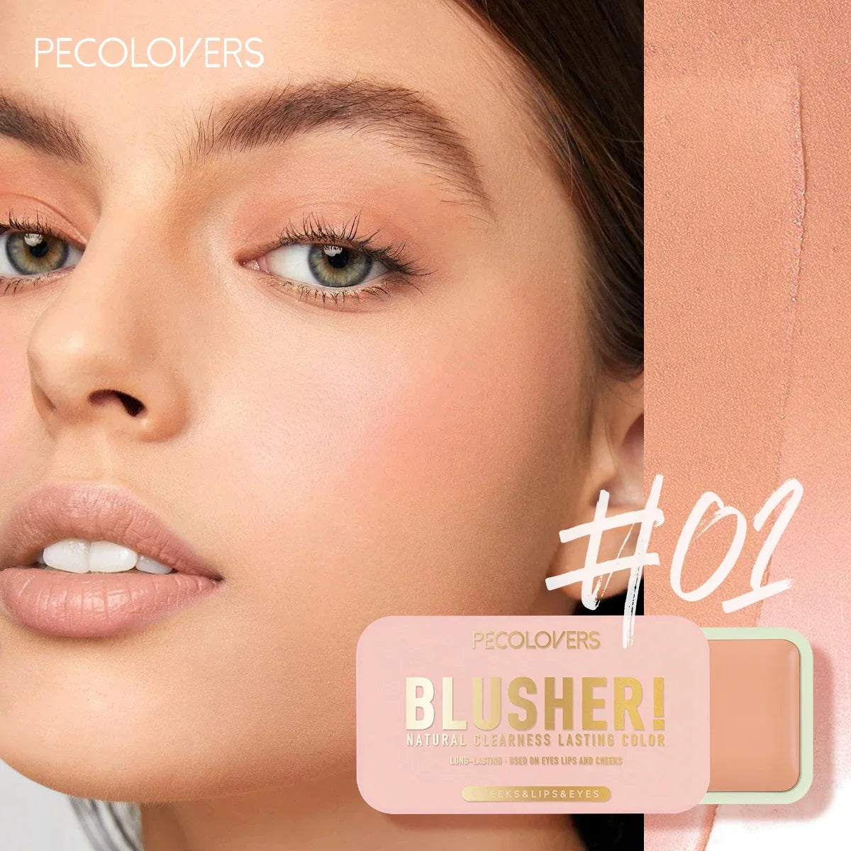 Tidesmit Lasting Rose Orange cream blush swatch showing high pigment soft mist finish and brightening beige contour