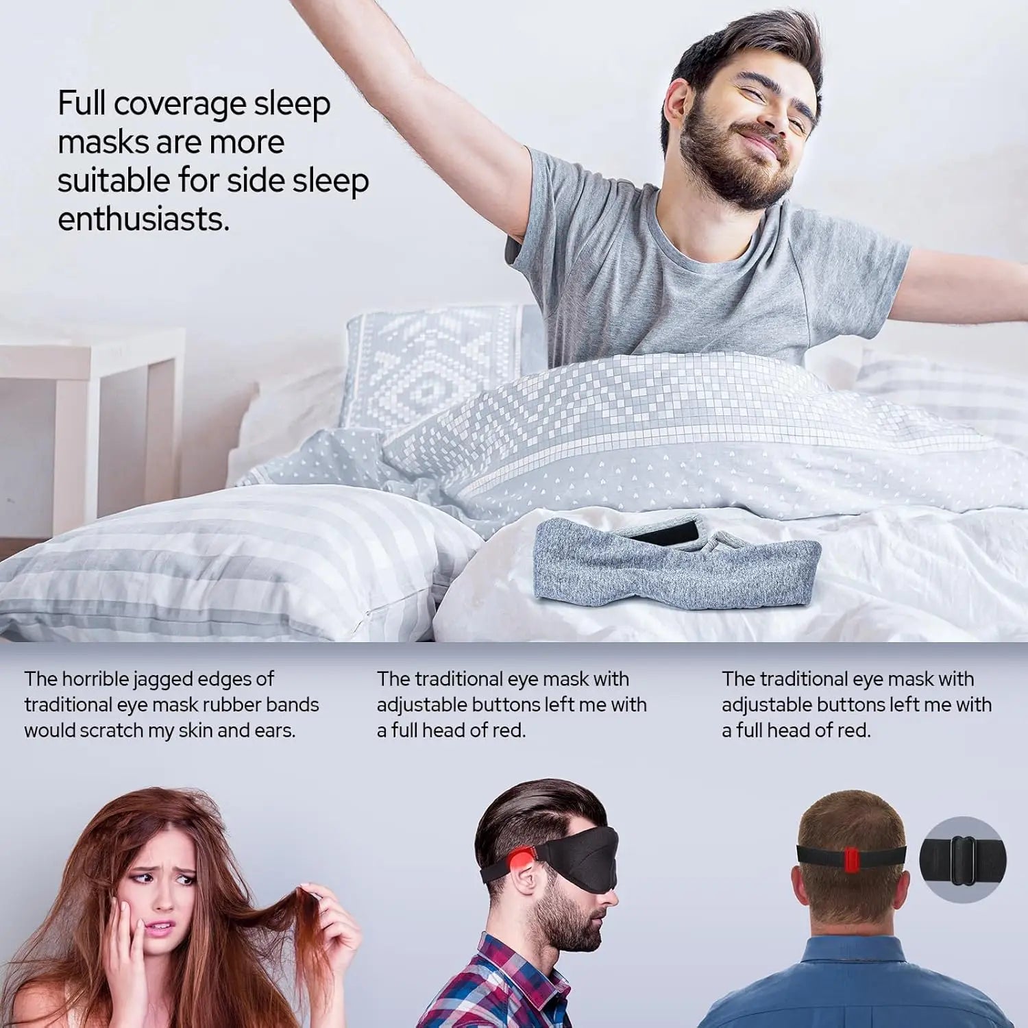 Cotton Sleep Eye Mask,100% Blocking Light Sleeping Mask for Side Sleeper,Soft Zero Pressure Cooling Blackout Eye Masks for Sleep
