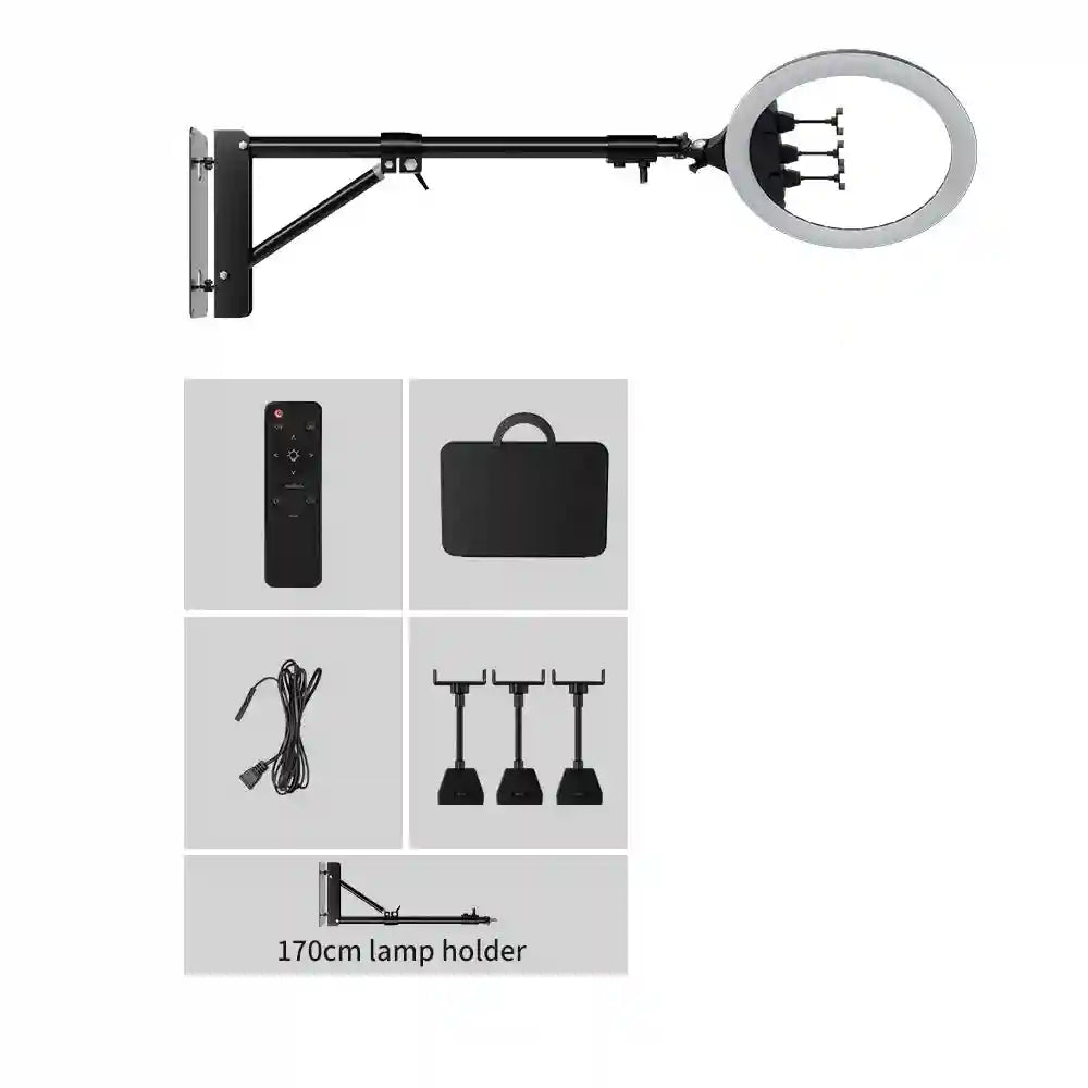 18 Inch LED Ring Light with Adjustable Tripod for Content Creation 170cm Wall bracket F Tidesmit