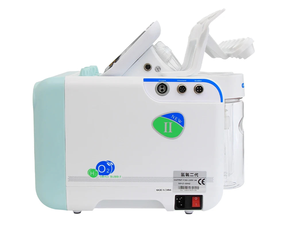 AOKO 7-in-1 white and light blue hydro dermabrasion facial machine for deep skin cleansing and spa rejuvenation.