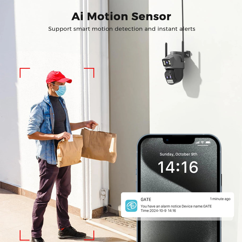 BESDER 15MP Wifi Camera PTZ Outdoor Dual Screen 10X Digital Zoom Human Detection 10MP Security IP Camera Surveillance O-Kam Pro