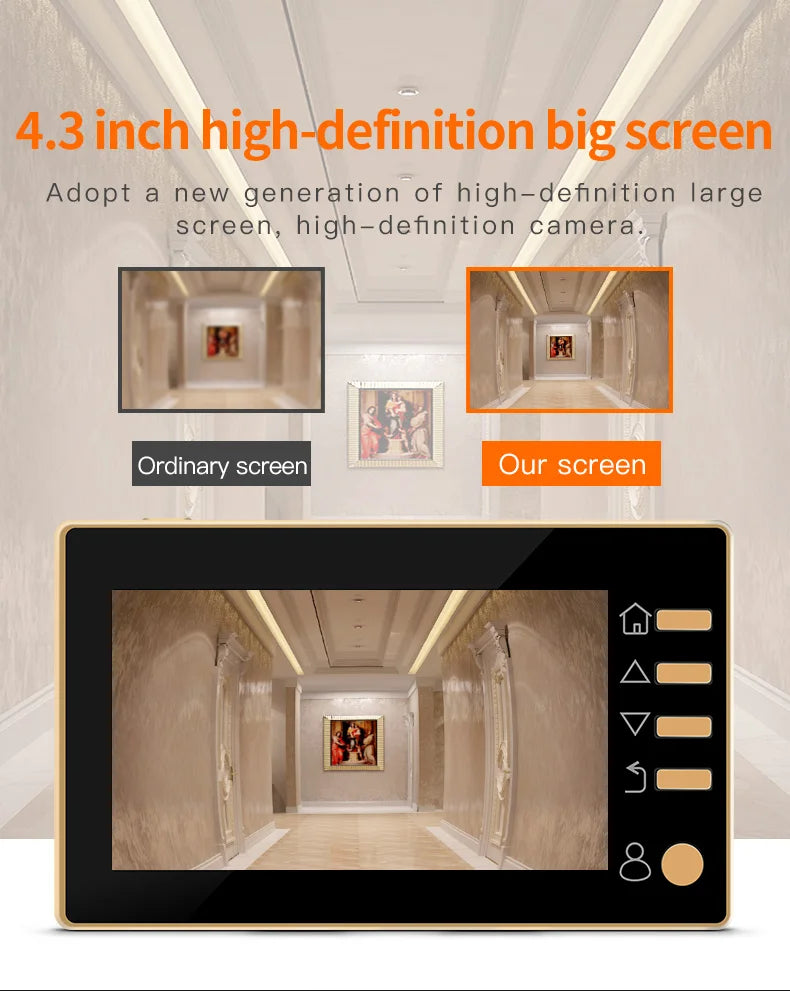 New 4.3 Inch Peephole 140° Smart Video Doorbells Door Viewer Camera Security Monitor 1080P HD Visual Doorbell