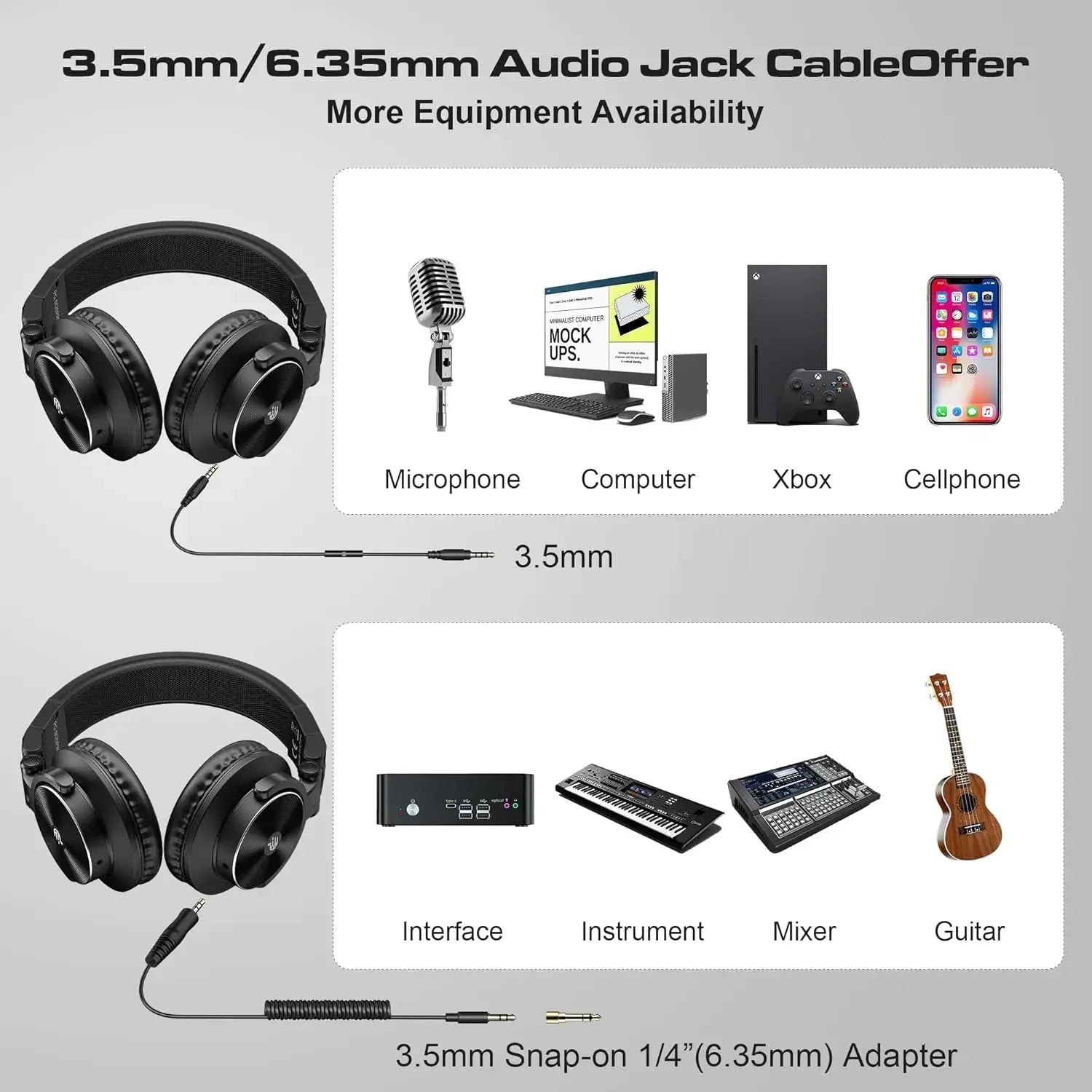 Studio Headphones - Over-Ear Professional Audio Monitoring (Black) Tidesmit