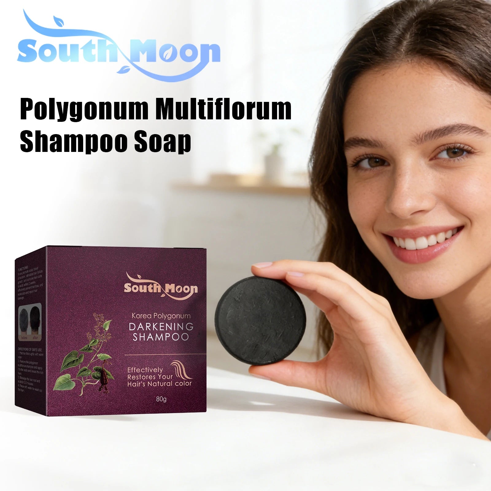 Polygonum Multiflorum Shampoo Soap Deep Clean Oil Control Nourish Scalp Soothe Hair Root Natural Care Refreshing Scent Hair Soap