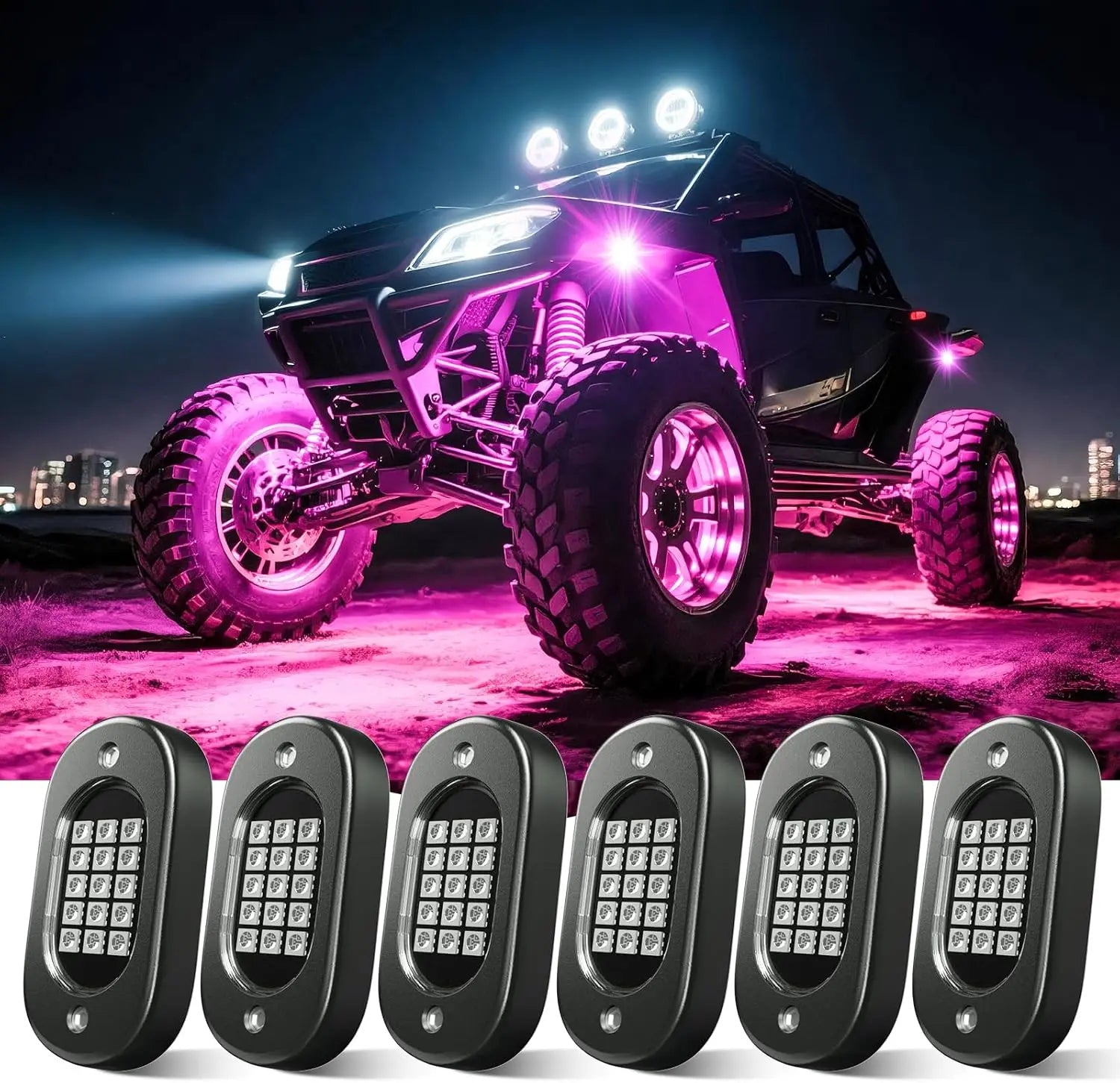 RGB LED Rock Lights for Trucks - App Controlled Neon Underglow Kit Tidesmit