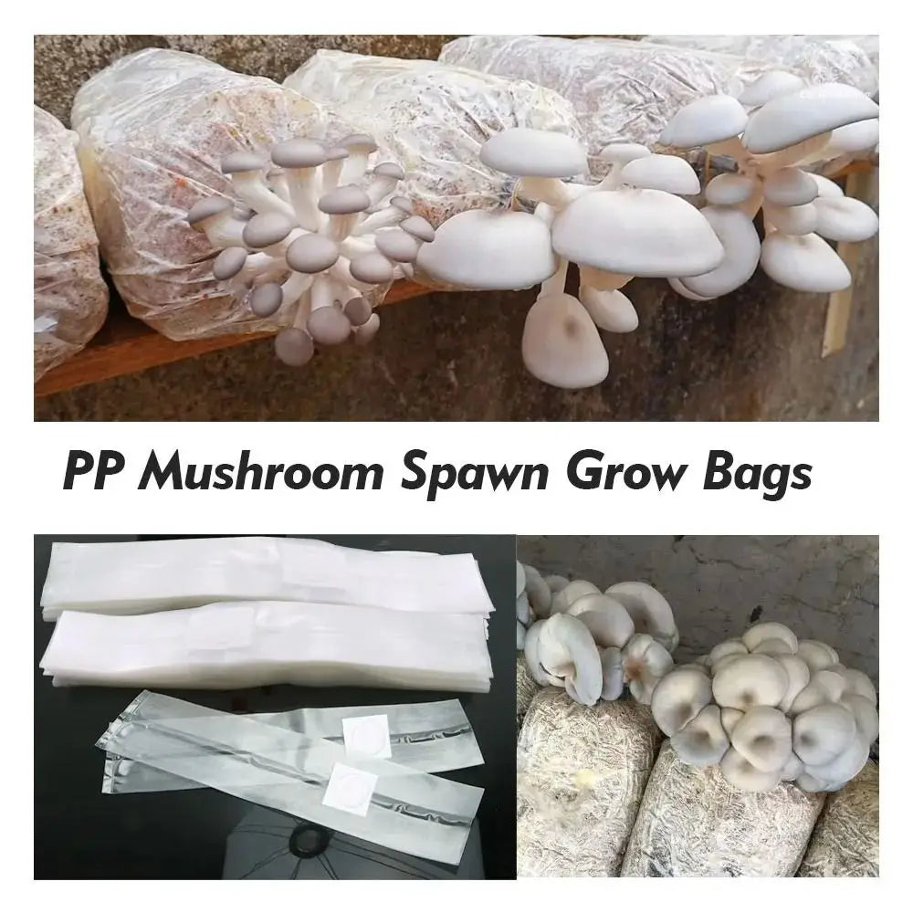 50pcs High Quality PP Mushroom Planting Bag 0.2um Filter Clear Mushroom Spawn Grow Bag Tissue Culture Bag Indoor Gardening