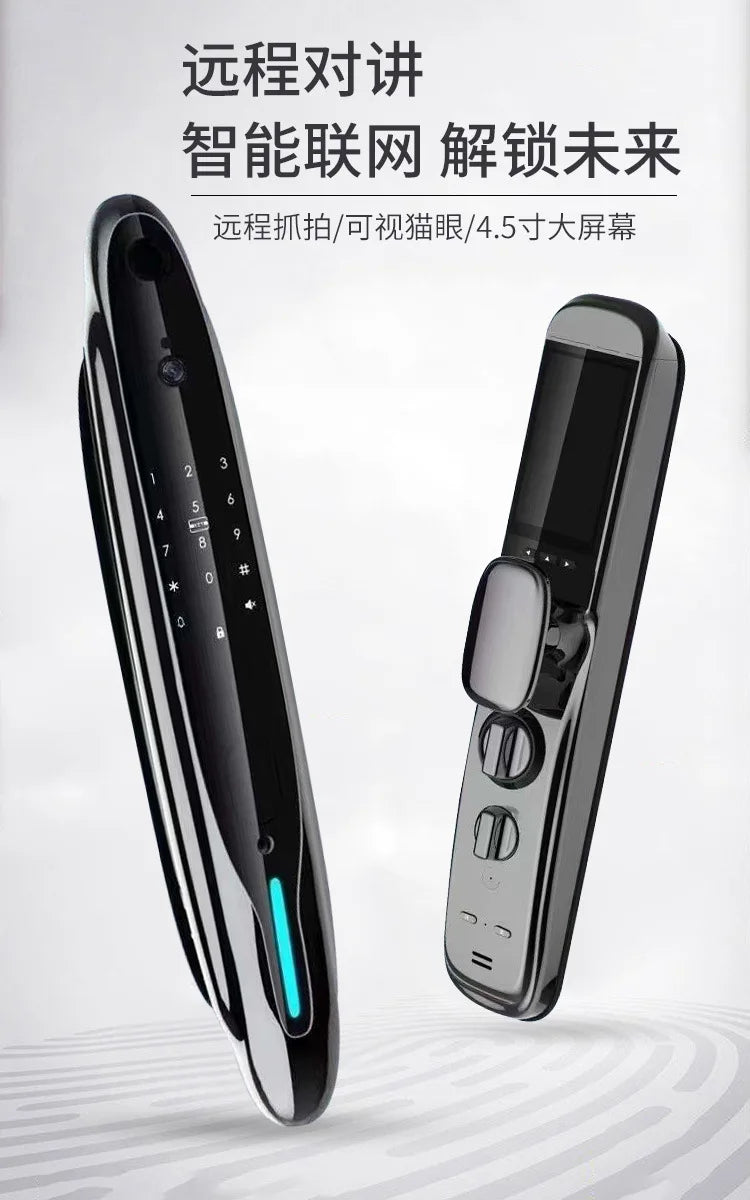 Video intercom smart, home anti-theft electronic door lock with surveillance camera password lock fully automatic