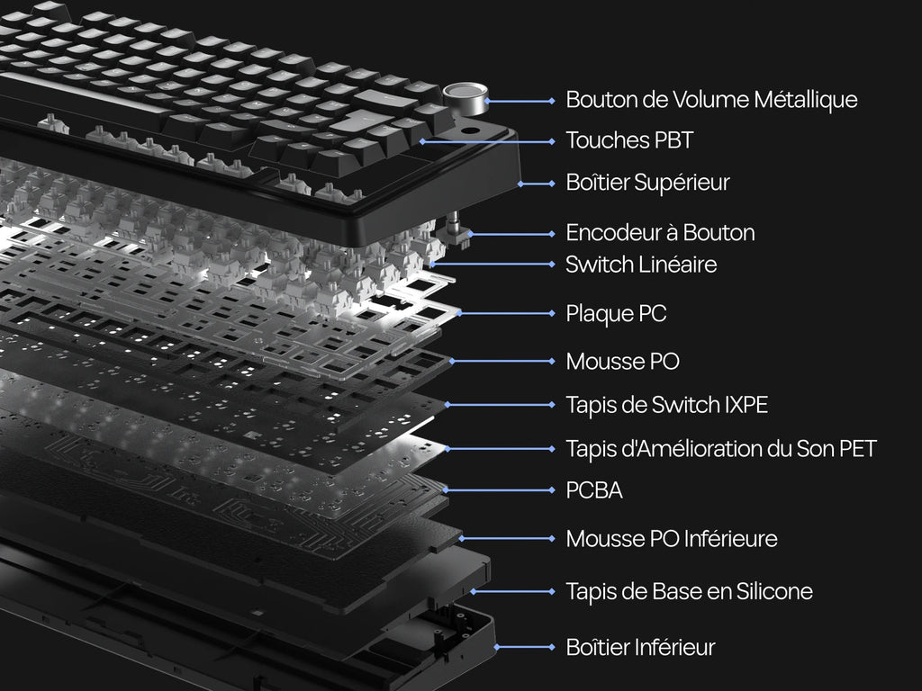 ISO-FR Layout AULA F75 75% AZERTY French Layout Wired/Bluetooth/2.4G Wireless Mechanical Gaming Keyboard RGB Backlighting 4000mAh Battery For Win/Mac
