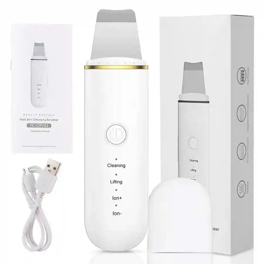 Ultrasonic Skin Scrubber - Professional Deep Pore Cleansing Facial Tool Scrubs Treatments WHITE Tidesmit
