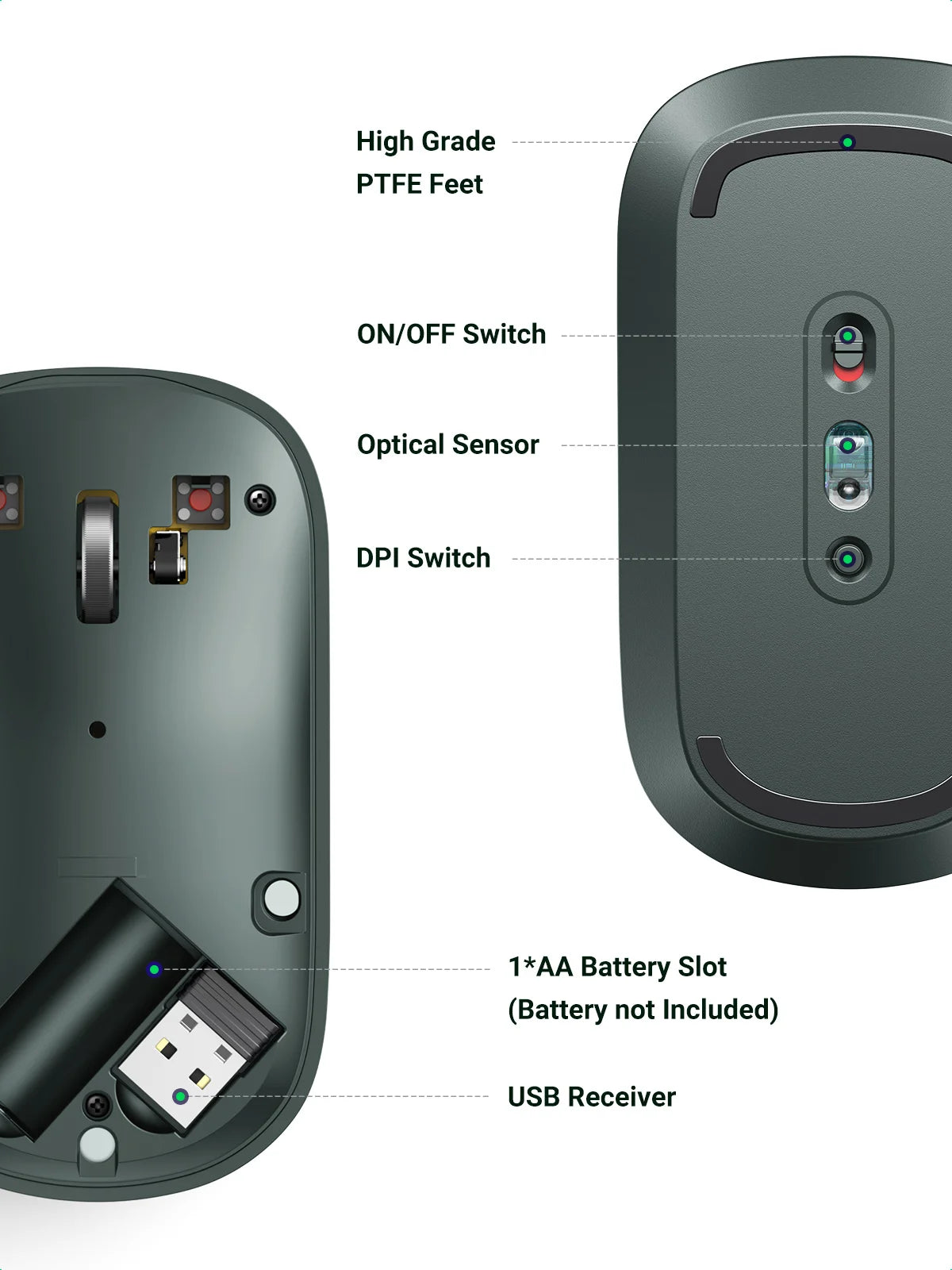 UGREEN Silm Wireless Mouse  Bluetooth 2.4G 4000 DPI  Silent Click For MacBook Pro M1 M2 iPad Tablet Computer Laptop PC