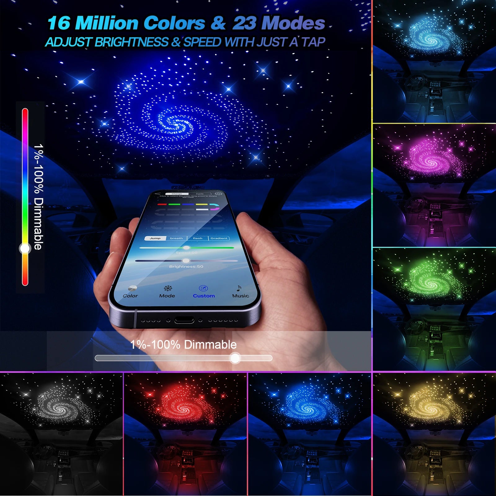 Car Roof Star Light Kit RGB LED Fiber Optic Ceiling 1000 Pcs Tidesmit
