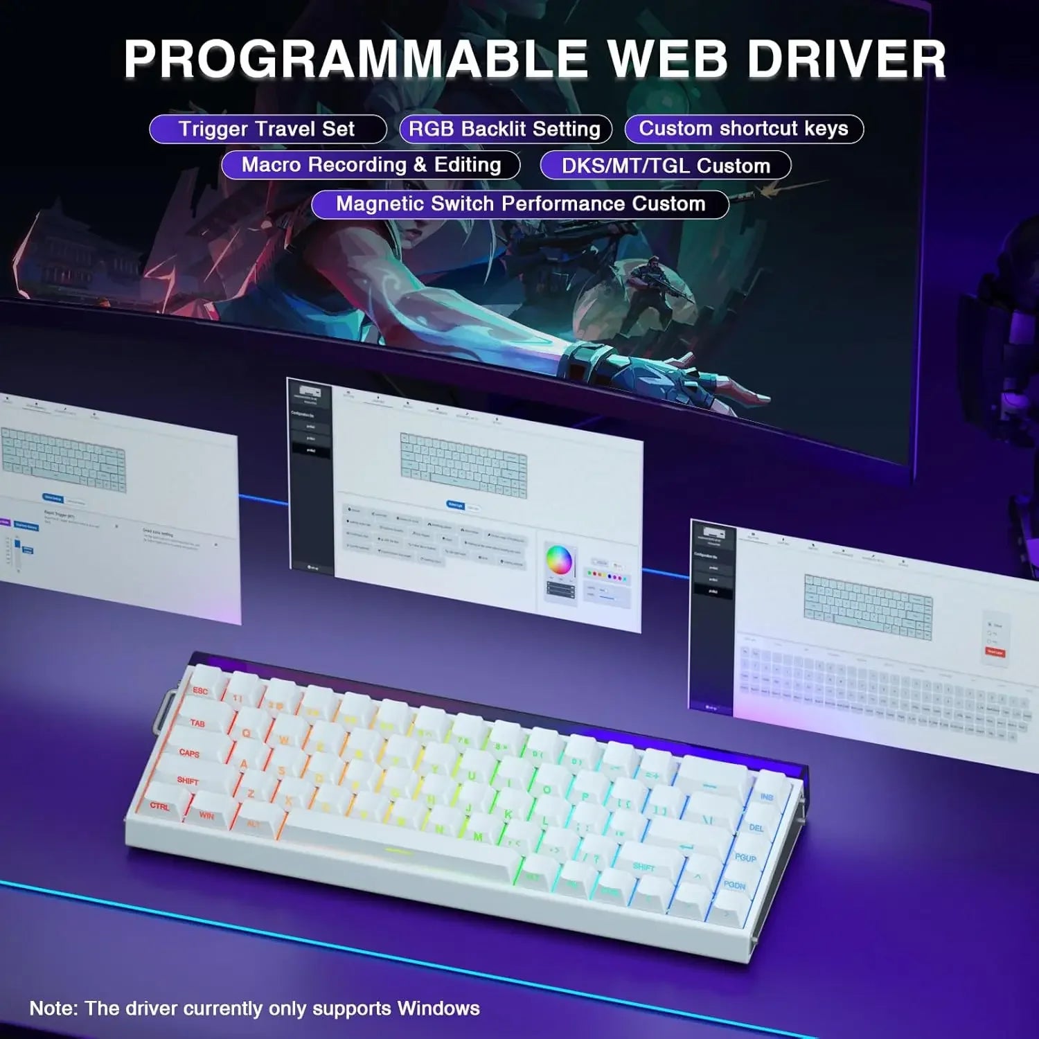 AULA HERO 68 HE E-sports Gaming Magnetic Switch Keyboard 60% Wired RGB Hot Swap 8K Return Rate Custom Mechanical Keyboard