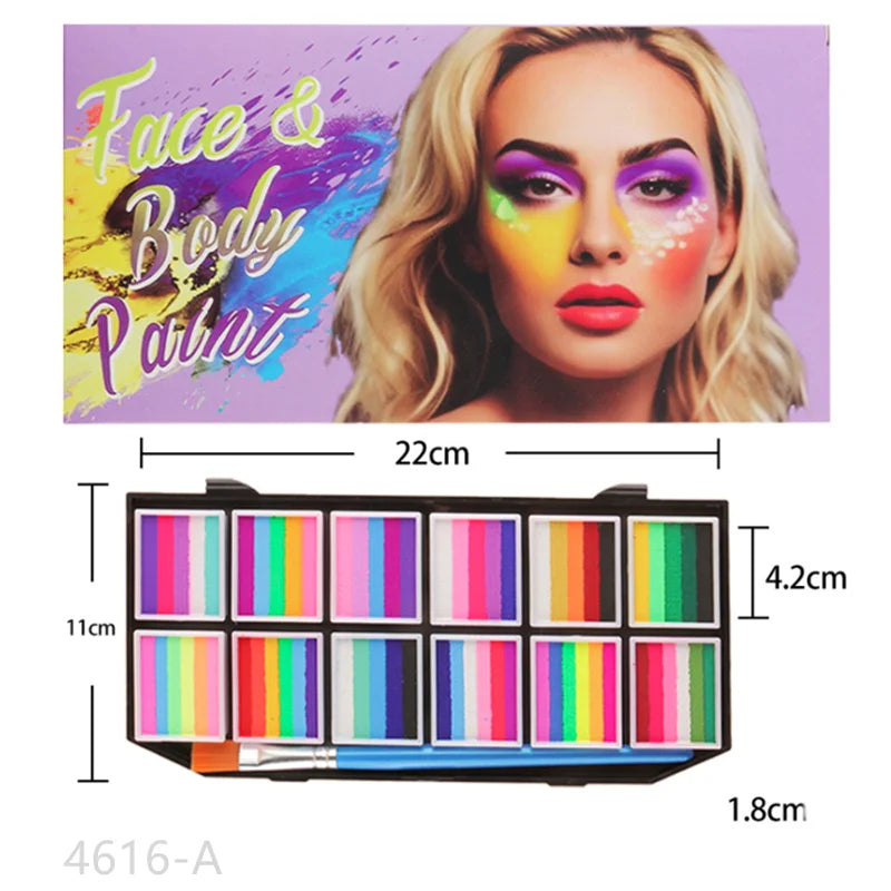 Tidesmit 12 color water-soluble face and body paint palette for professional makeup and Halloween cosplay swatches