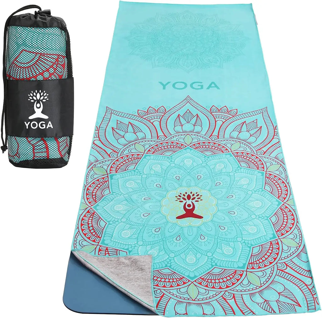 MoKo Yoga Towel Non Slip Hot Yoga Mat Yoga Blanket Printing Pattern Quick Dry with Corner Pocket for Bikram Pilates Gym Workout