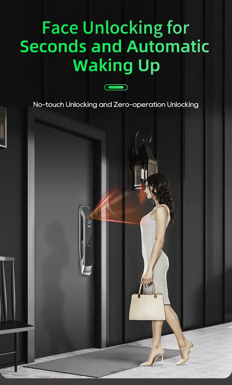 3D Face Recognition Smart LOCK Unlock Digital Door Lock With Camera FIngerprint Password Unlock Keyless Electronic Door Lock
