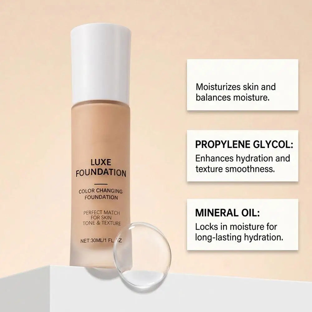 Tidesmit thermal color changing foundation texture close-up featuring matte oil-control and tone matching formula