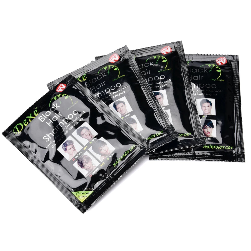 10 Pcs Dexe Fast Black Hair Shampoo 5 Mins Fast Become Black Hair Dye Herb Natural Hair Care Restore Colorant Shampoo Hair Care