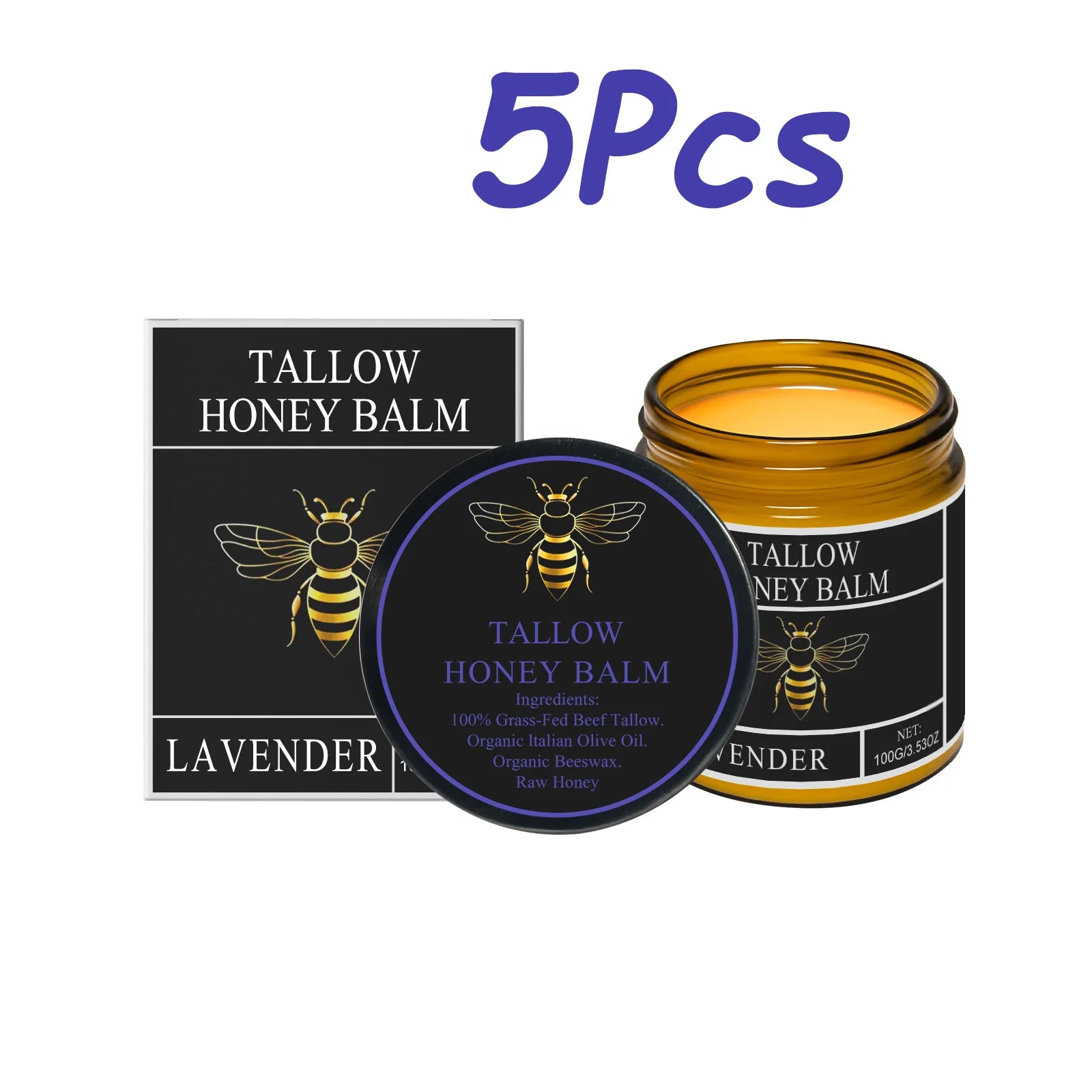 Beef Tallow Honey Cream Moisturizing Firming Soft Smoothing Skin Soothing Reduce Redness Hydrating Nourishing Tallow Honey Balm