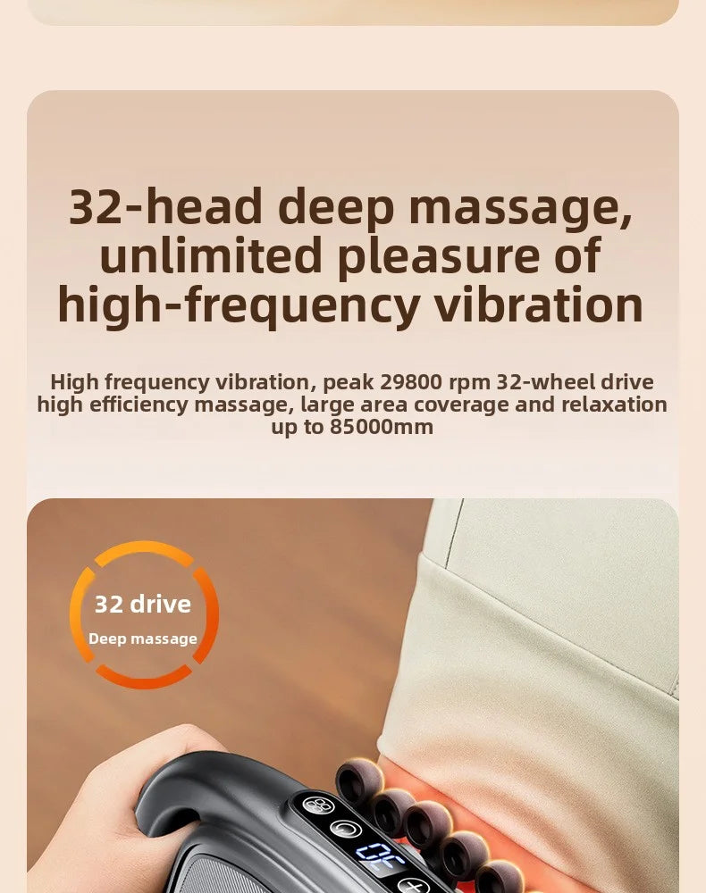 Massage Gun Deep Tissue Muscle Massager - 32 Intensity Levels (Grey) Relaxation Treatment Tidesmit