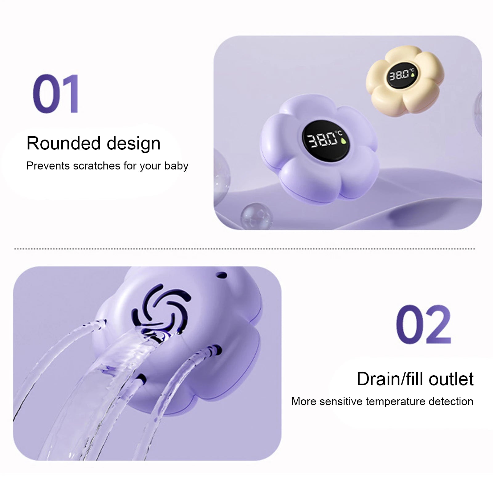 Baby Bath Temperature Meter Floating Water Thermometer with LED Display & Color Alerts Temperature Tester Waterproof Digital