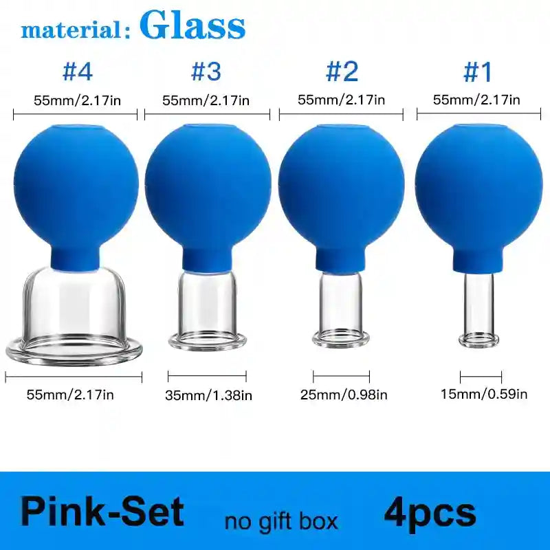 Facial Cupping Set for Skin Lifting and Anti-Wrinkle Massage Therapy Eye Massage Instrument 4pc-Blue Tidesmit