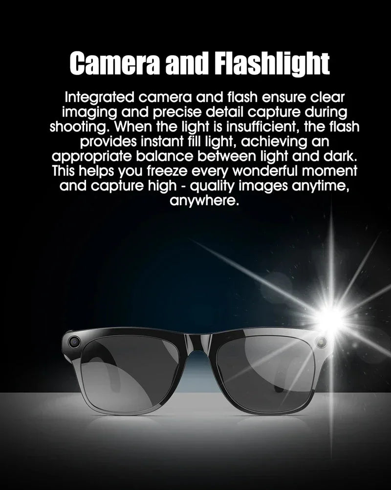 Smart Glasses AI Camera with Bluetooth Audio and Voice Translation Tidesmit