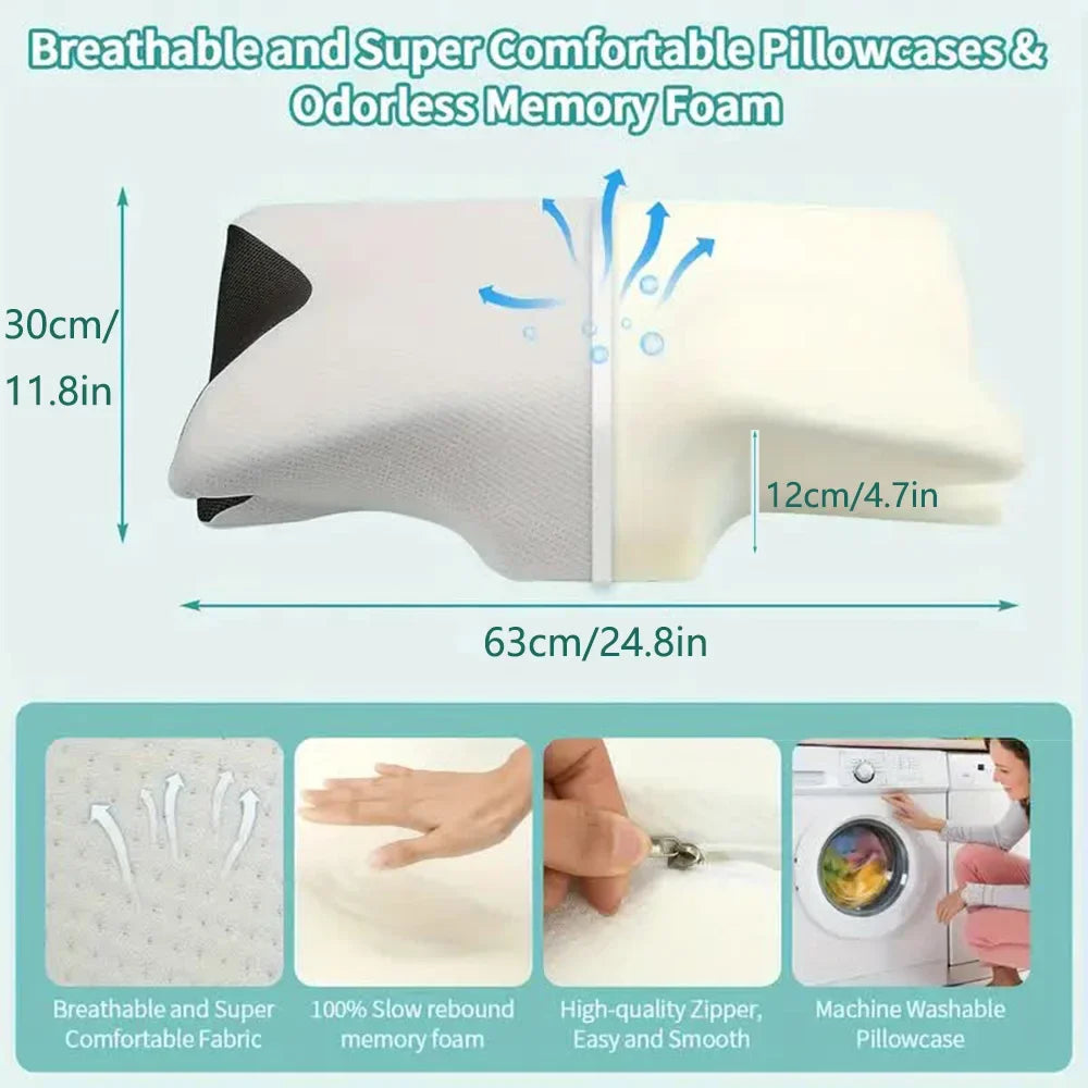 Ergonomic Memory Foam Neck Pillow for Cervical Support - Tidesmit Back Massage Instrument Tidesmit