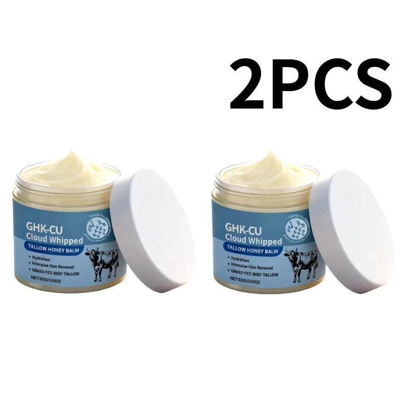GHK-CU Cloud Whipped Tallow Honey Balm 100g Grass-Fed Beef Tallow, Intensive Hydration & Skin Renewal,Moisturizer for Face Body
