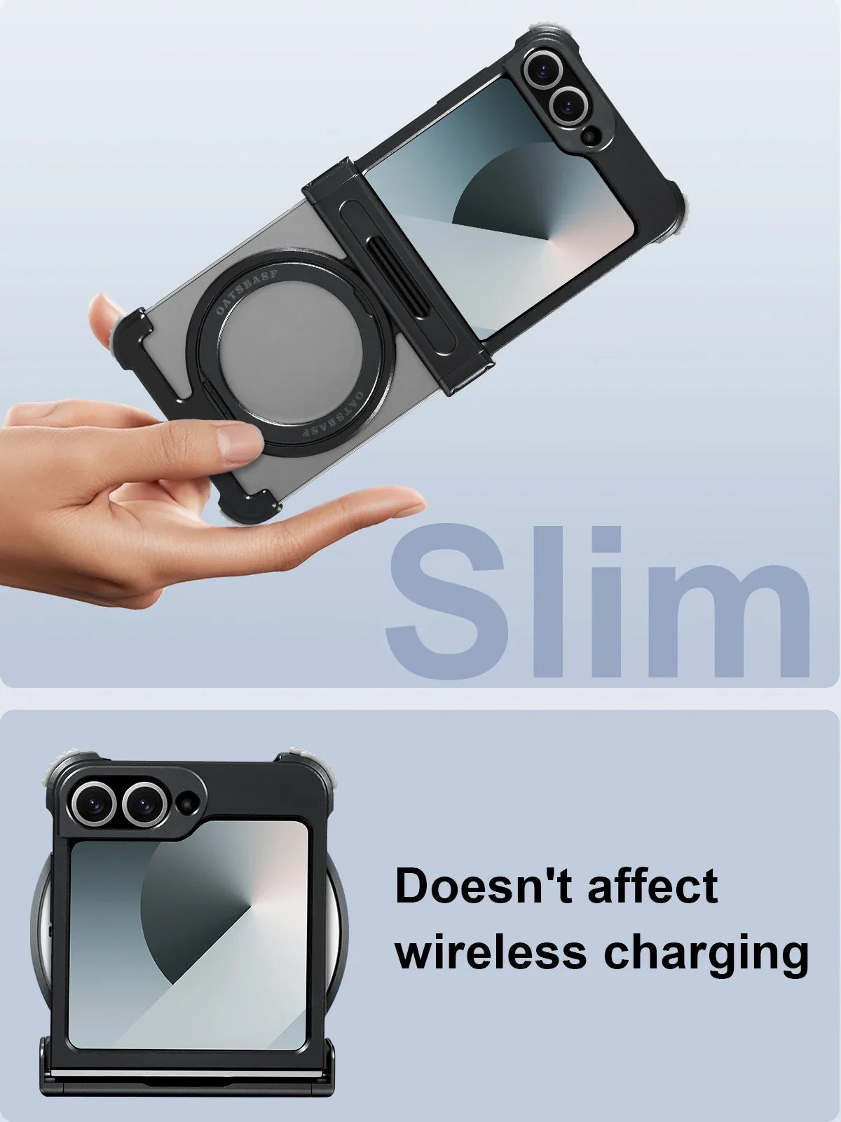 Samsung Galaxy Z Flip 7 Metal Frame Case with 360 Ring - Titanium Tidesmit