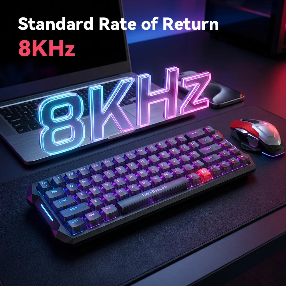 DarkBeacon 65% Gaming Keyboard 68 Keys Mechanical Keyboard LED Backlit Wired Keyboard with Red Switch for Windows Mac PS4 Gamer