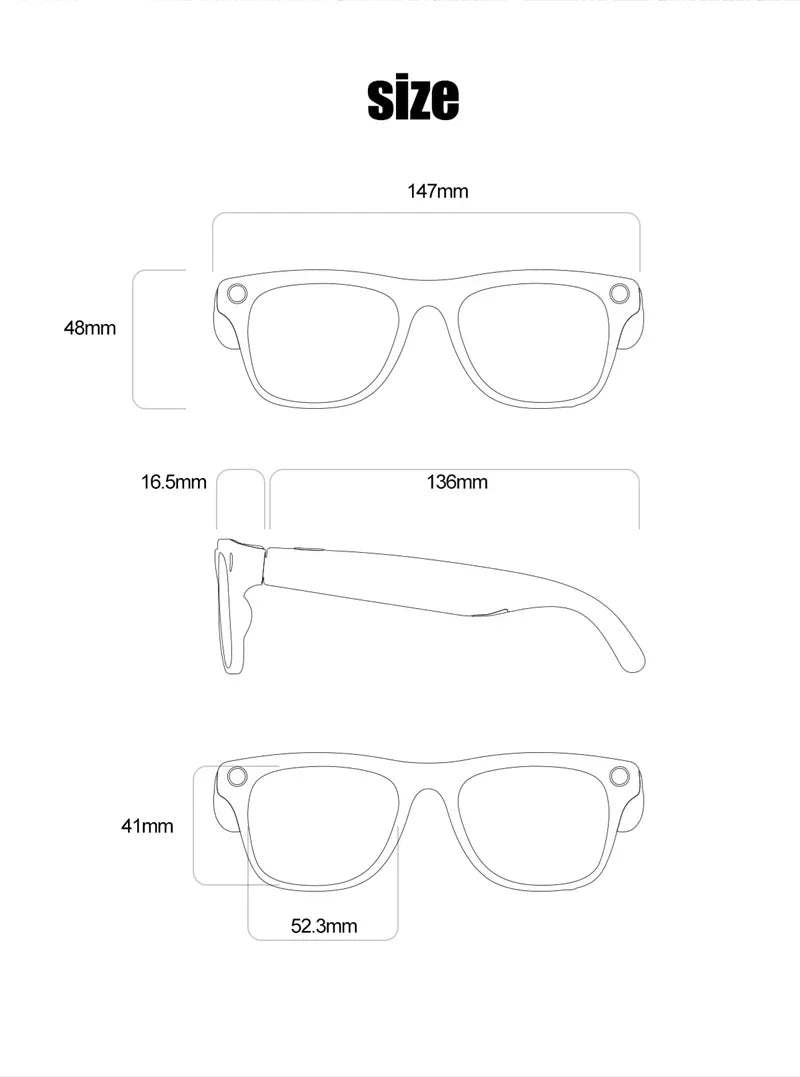 Smart Glasses with AI Camera and Voice Translation - Tidesmit Tidesmit