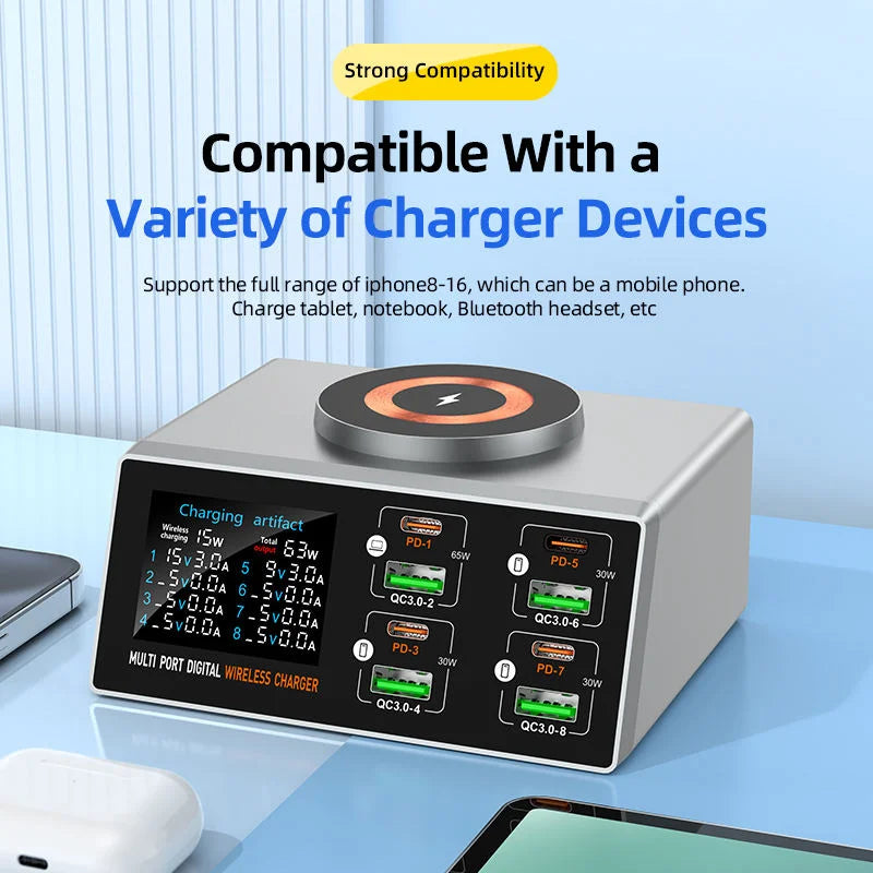 140W 8-Port USB Fast Charging Station - Multi-Device Desktop Power Hub Tidesmit
