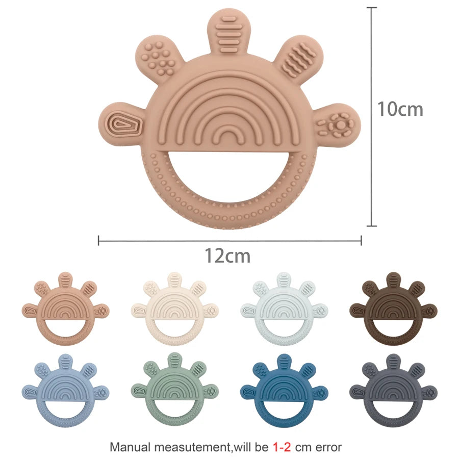 1pc Silicone Teether Toy BPA Free 0-12 Baby Toys Teething Ring Sensory Toys For Kids Chewing Teething Soothing Toys Accessories