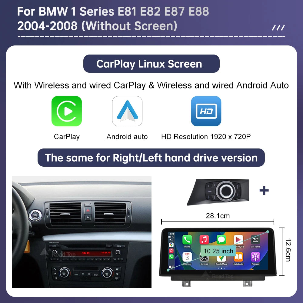 Wireless CarPlay Touch Display for BMW 1 Series E81 E87 CIC/CCC 10.25 Without Screen None Tidesmit