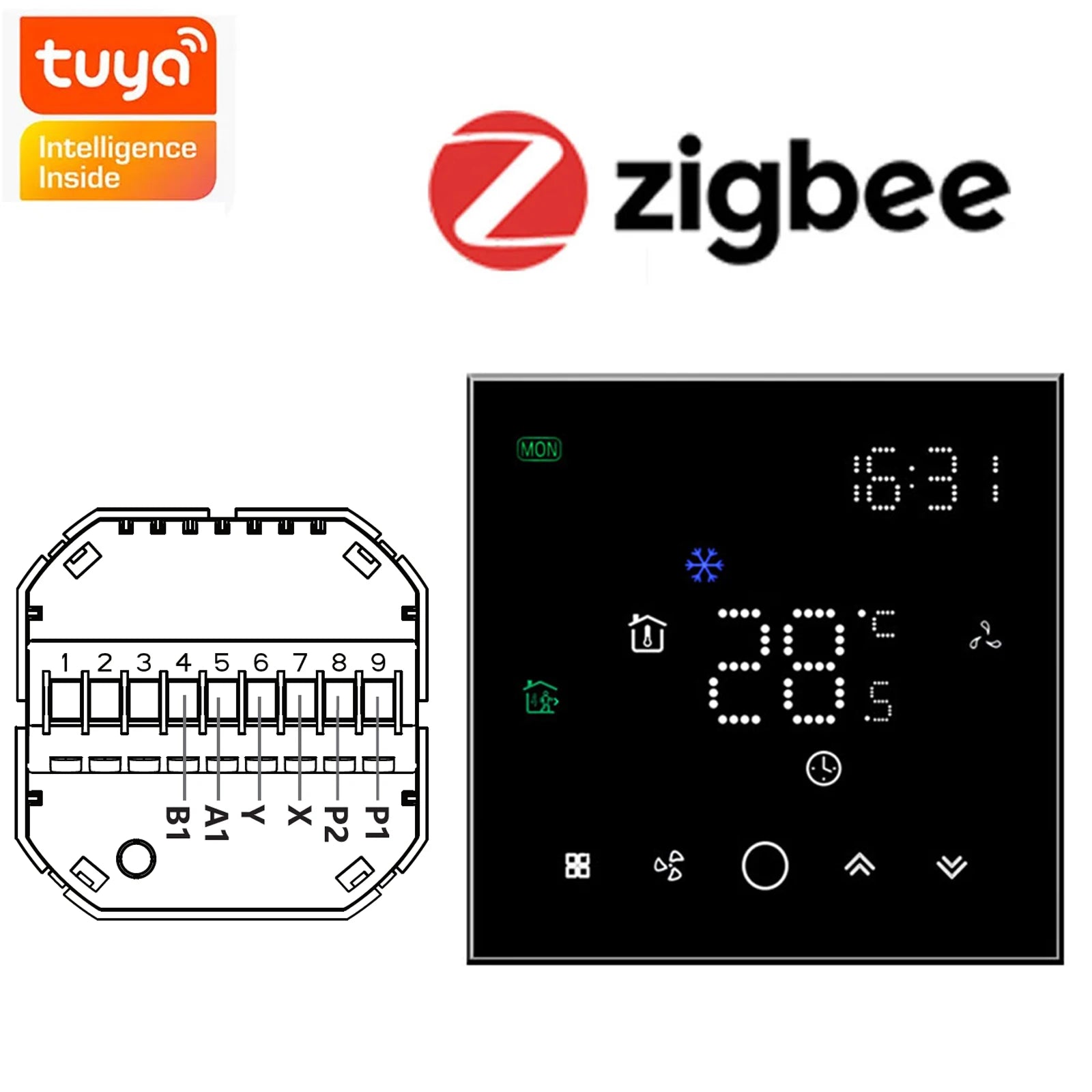 TUYA Zigbee Smart Thermostat for VRF/VAR Central Air Systems Wireless Smart Digital For Mitsubishi Electric Fujitsu Daikin