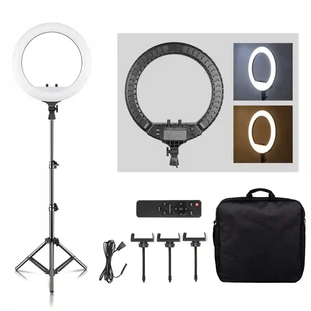 18-Inch Ring Light with Tripod Stand - Dimmable LED Studio Lighting 150cm stand Tidesmit