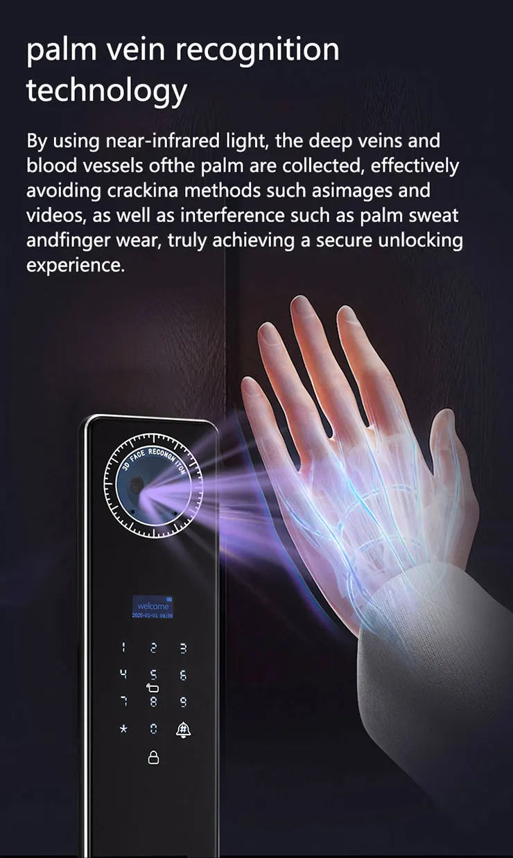 Outdoor Waterproof Lock Wifi Tuya APP Remote Voice Intercom Electronic Door Lock Face Fingerprint Smart Door Lock With Camera