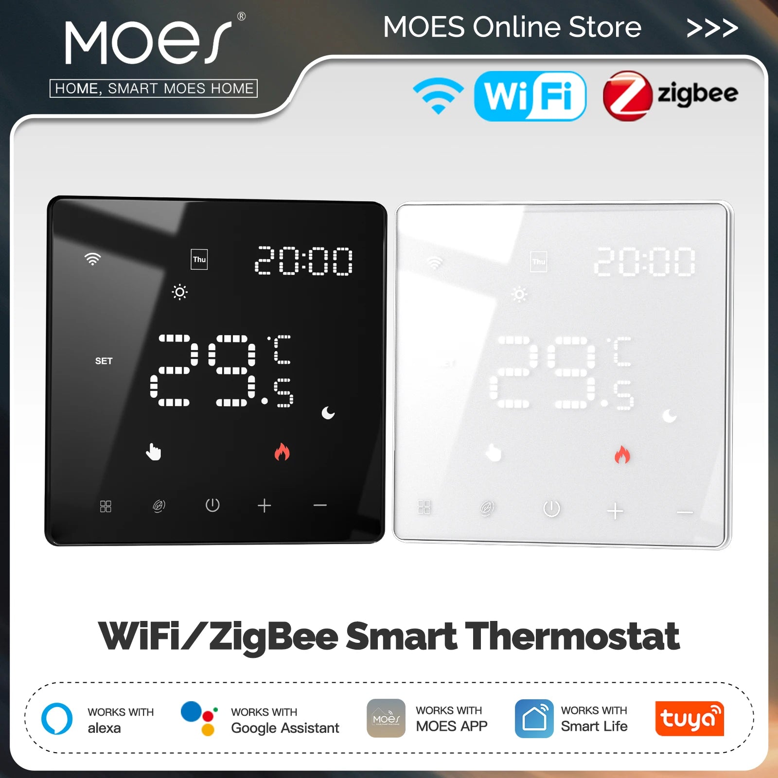 MOES Smart Tuya ZigBee WiFi Thermostat Programmable Controller Water Boiler Electric Heating Works with Alexa Google Assistant