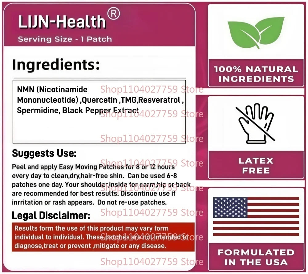 30 Patches NMN Transdermal Patches with Quercetin ,Resveratrol for Cellular Support