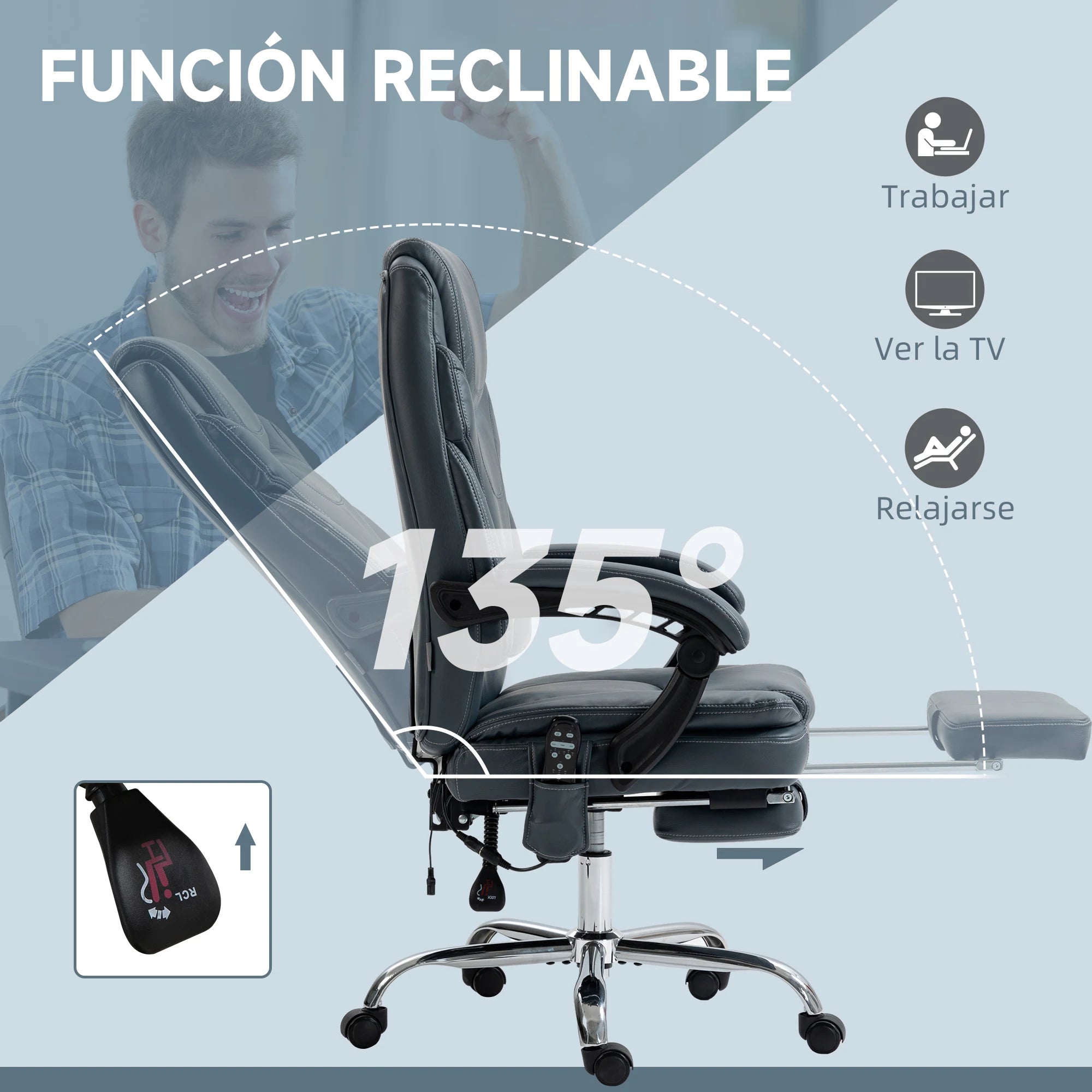 Massage Recliner Chair with 6 Vibration Points - Gray | Tidesmit Massage Chairs Tidesmit