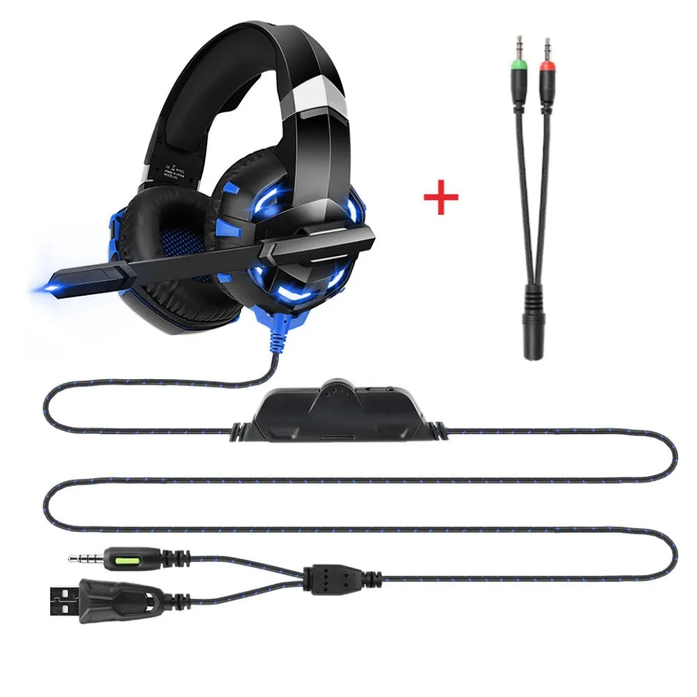 Wired Gaming Headphones with Mic - Over-Ear Noise-Cancelling Headset Blue Black Tidesmit