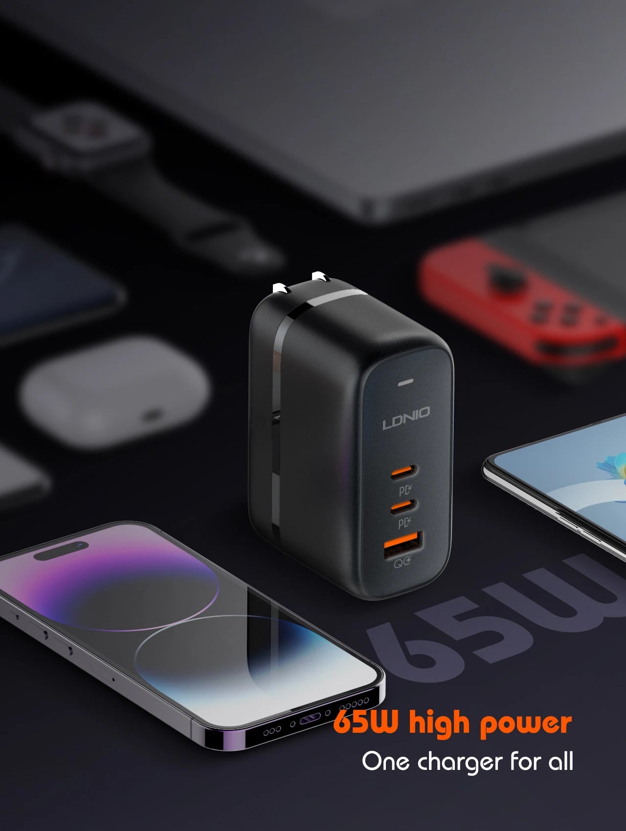 LDNIO 140W GaN international Travel Adapter USB C Charger Block 100W Port LED Display AU US UK EU Charging Station Wall Charger