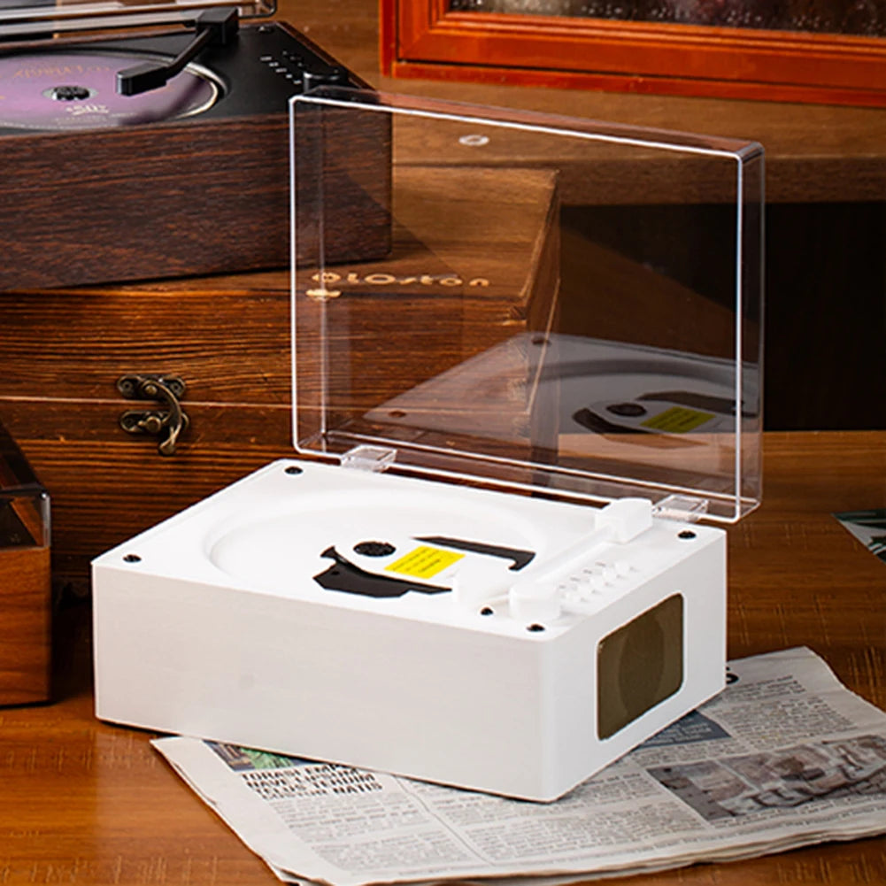 Portable Retro CD Player - Bluetooth Speaker with Woodgrain Finish Tidesmit