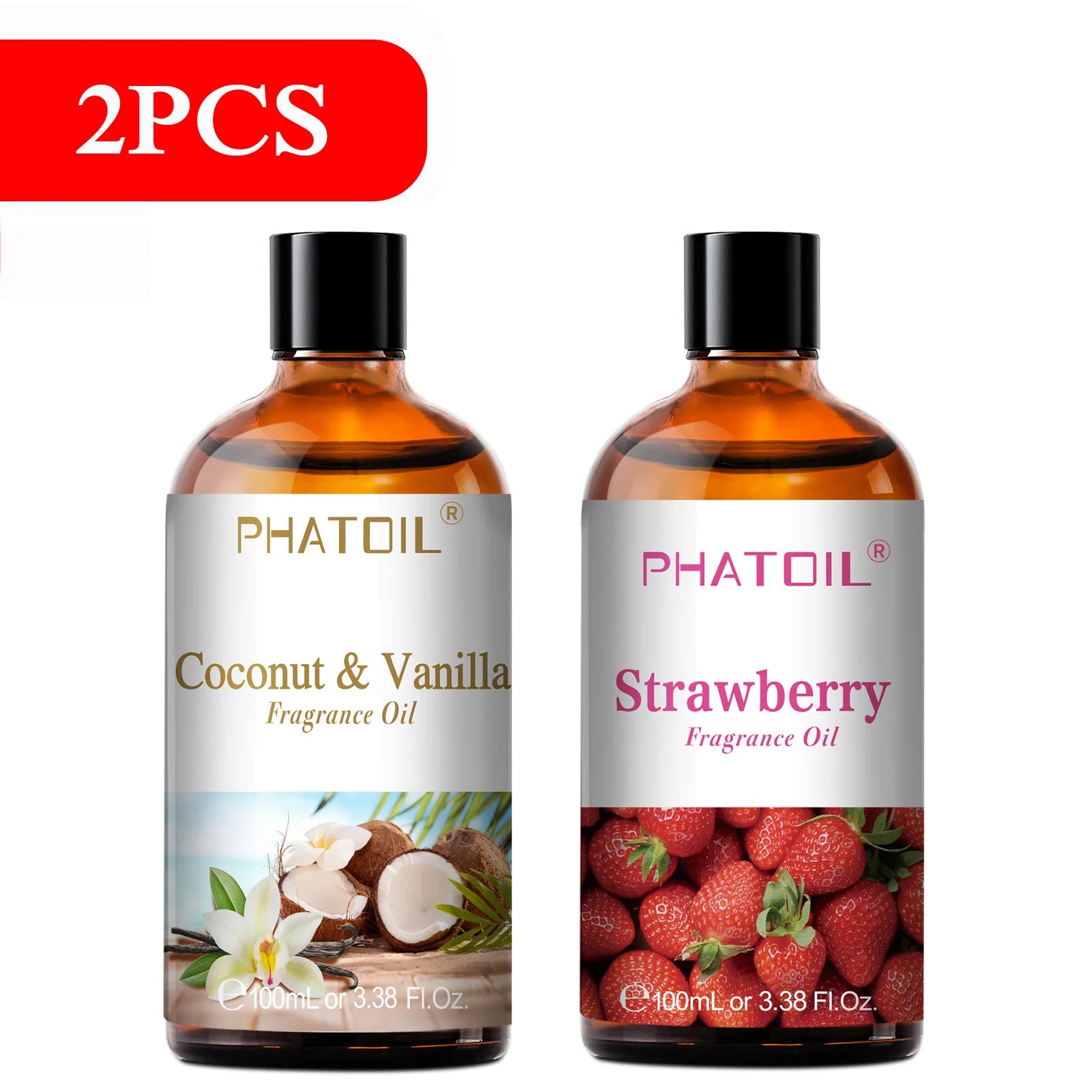 PHATOIL 100ml Fragrance Oil Cherry Coconut & Vanilla Mango Watermelon Strawberry Aromatherapy Oils For Diffuser Candle Making