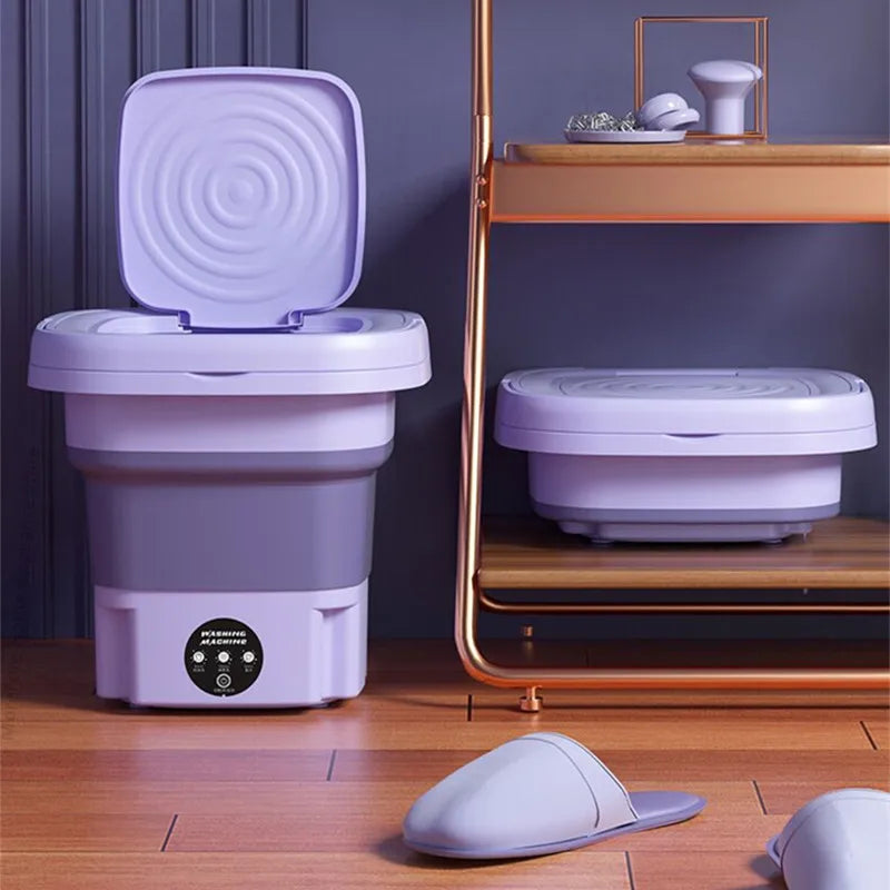Tidesmit 8L foldable portable washing machine showing retractable design and spinning dry features for small laundry